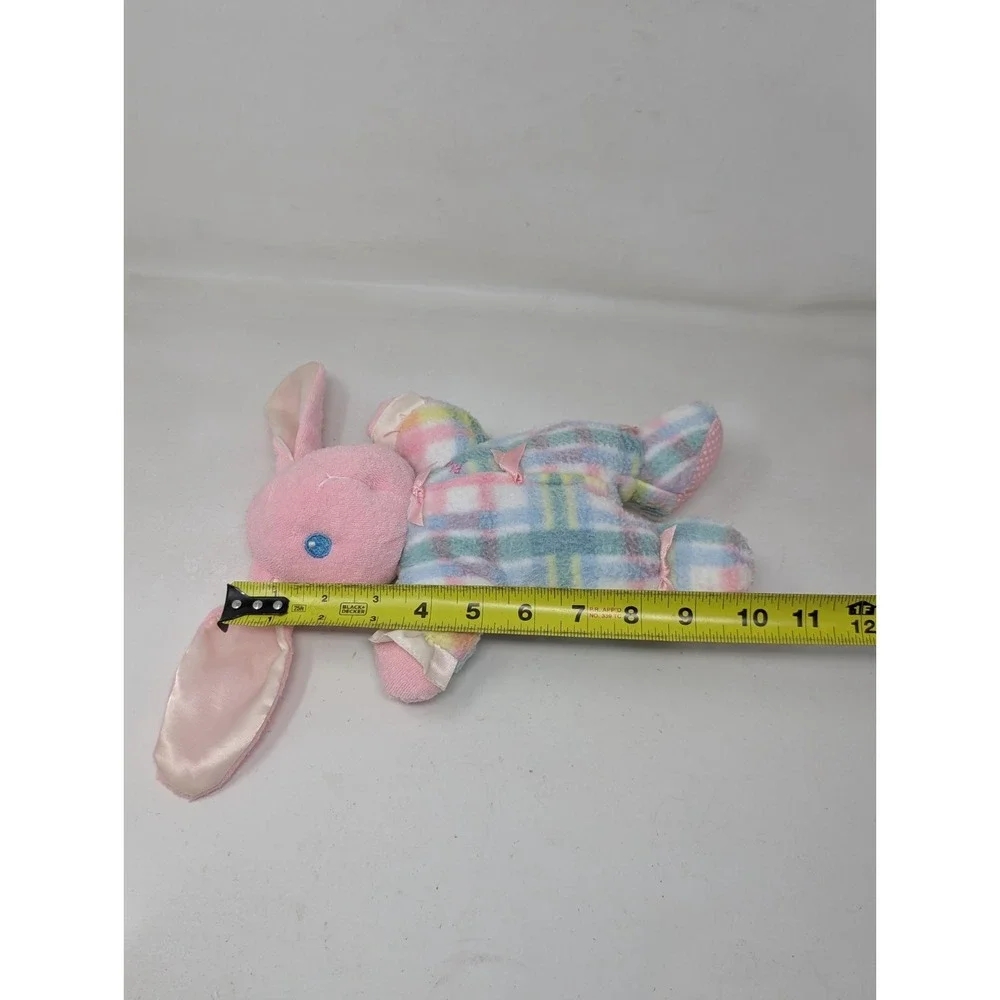 Playskool Vintage 1996 Snuzzles Hasbro Pink Pastel Plaid Stuffed Bunny Plush